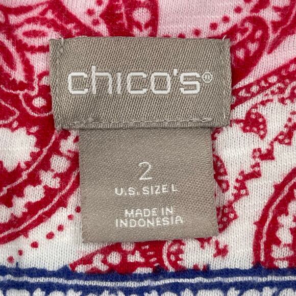 Chicos Top Womens 2 / US Large Multicolor Printed V-neck Relaxed 3/4 Sleeve - Picture 11 of 15